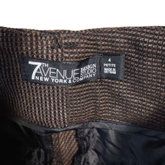 7th Avenue Design Studio New York & Company Brown Tweed Style Trousers Size 4P - Picture 7 of 9